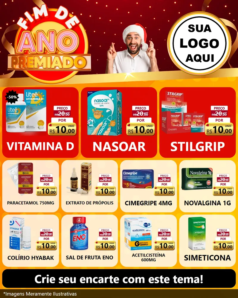 Modelo de Rede Social para Feed Instagram com o tema Fim de Ano Premiado para Farmácia