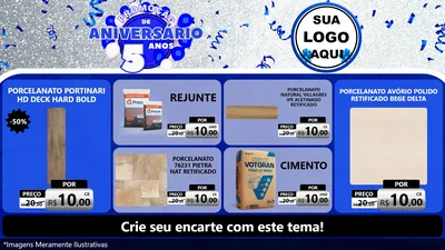 Modelo de TV para TV Horizontal com o tema Promoção de Aniversário - 5 Anos para Pisos e revestimentos