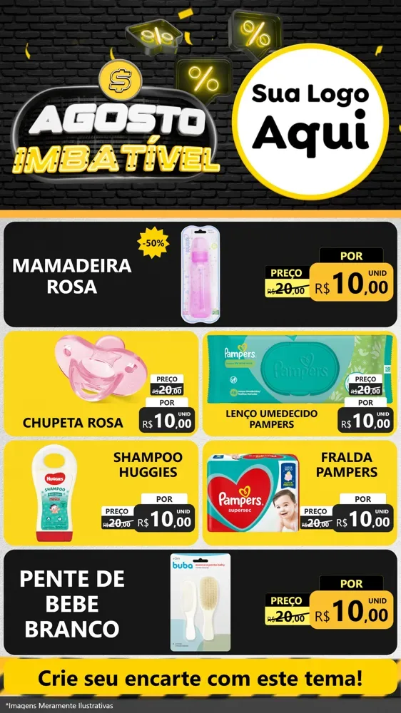 Modelo de TV para TV Vertical com o tema Agosto Imbatível para Bebês
