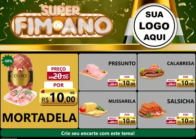 Modelo de Encarte para Encarte A4 Horizontal com o tema Super Fim de Ano para Frios e Laticínios