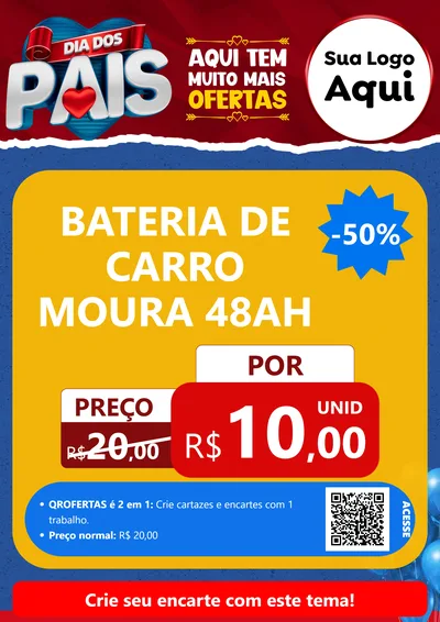 Modelo de Cartaz para Cartaz A4 Vertical com o tema Dia dos Pais para Baterias Elétricas