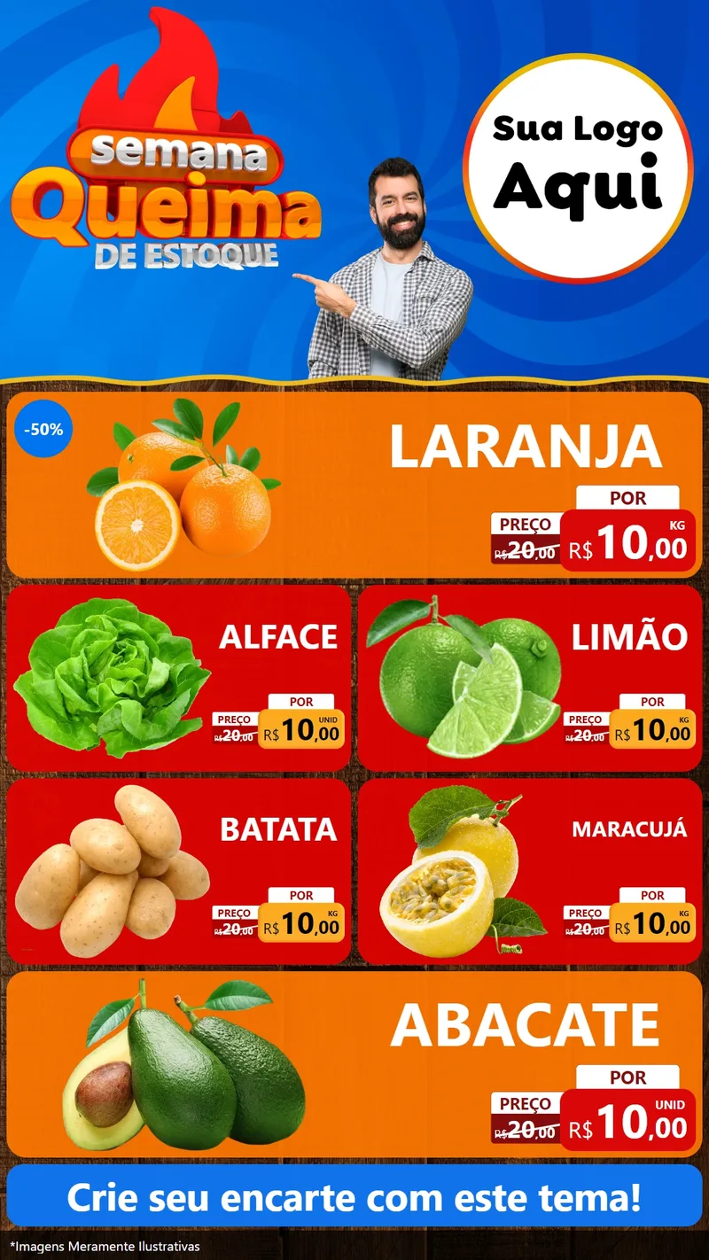 Modelo de TV para TV Vertical com o tema Semana Queima de Estoque para Hortifrúti