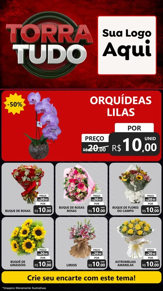 Modelo de Rede Social para Stories com o tema Torra Tudo para Floricultura e jardim
