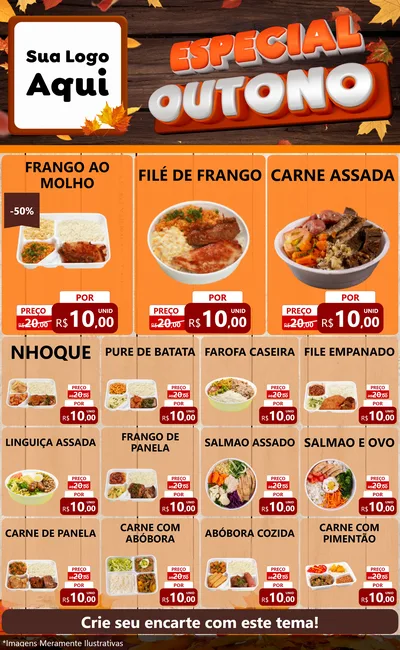 Modelo de Encarte para Encarte Grande com o tema Especial Outono para Restaurante