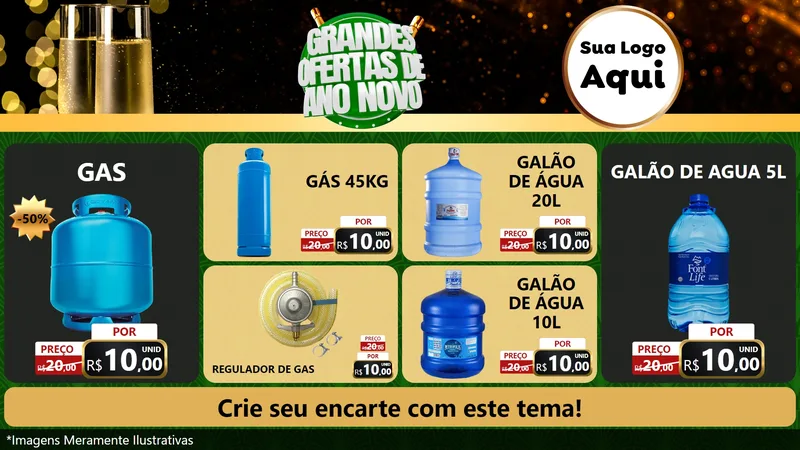 Modelo de TV para TV Horizontal com o tema Grandes Ofertas de Ano Novo para Água e gás