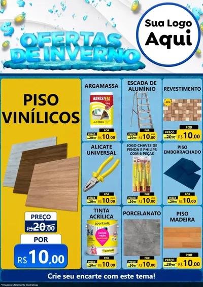 Modelo de Encarte para Encarte A4 Vertical com o tema Ofertas de Inverno para Material para Construção