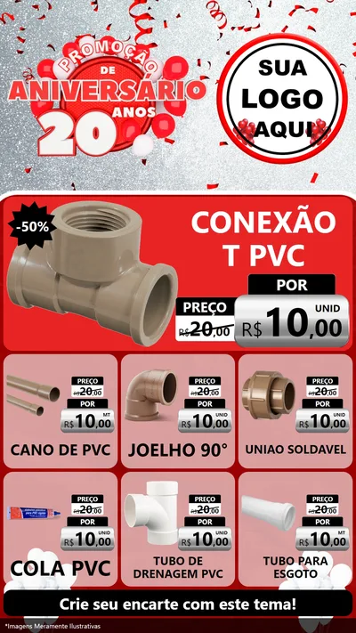 Modelo de Rede Social para Stories com o tema Promoção de Aniversário - 20 Anos para Tubos e conexões