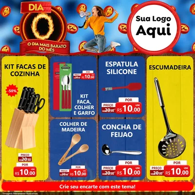 Modelo de Rede Social para Feed Facebook com o tema Dia O - O Dia Mais Barato Do Mês para Utilidades Domésticas