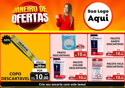 Modelo de Encarte para Encarte A4 Horizontal com o tema Janeiro de Ofertas para Embalagens