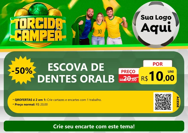 Modelo de Cartaz para Cartaz A4 Horizontal com o tema Torcida Campeã - Copa para Higiene Pessoal