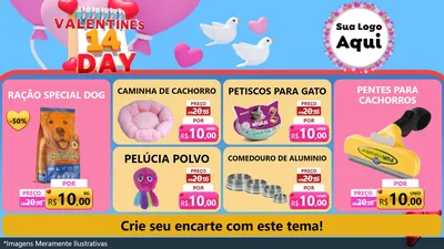 Modelo de TV para TV Horizontal com o tema Valentine's Day para Pet Shop