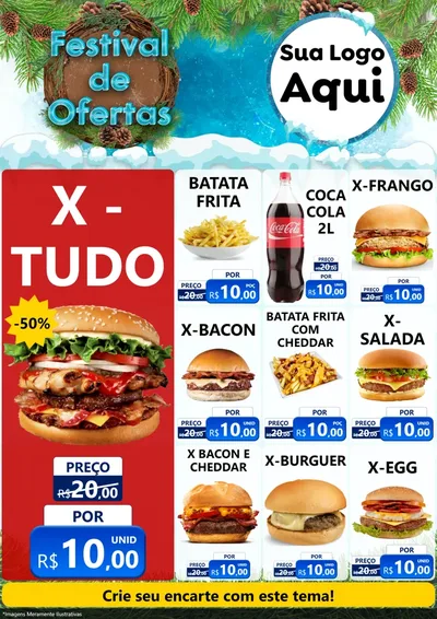 Modelo de Encarte para Encarte A4 Vertical com o tema Festival de Ofertas - Inverno para Hamburgueria