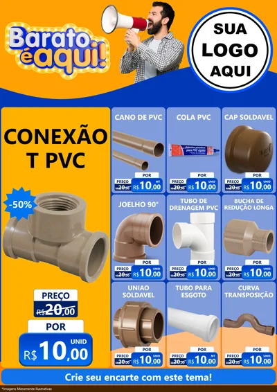 Modelo de Encarte para Encarte A4 Vertical com o tema Barato é aqui para Tubos e conexões