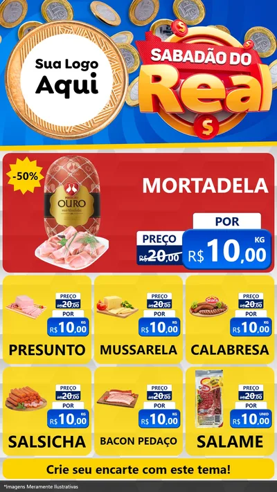 Modelo de Rede Social para Stories com o tema Sabadão do Real para Frios e Laticínios