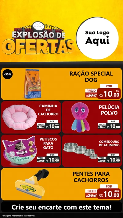 Modelo de TV para TV Vertical com o tema Explosão de Ofertas para Pet Shop