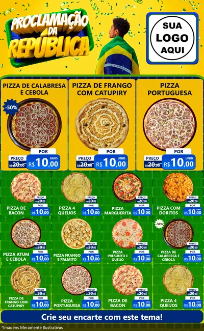 Modelo de Encarte para Encarte Grande com o tema Proclamação da República para Pizzaria
