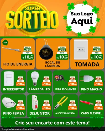 Modelo de Rede Social para Feed Instagram com o tema Super Sorteio para Materiais Elétricos