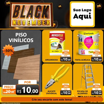 Modelo de Rede Social para Feed Facebook com o tema Black November para Material para Construção