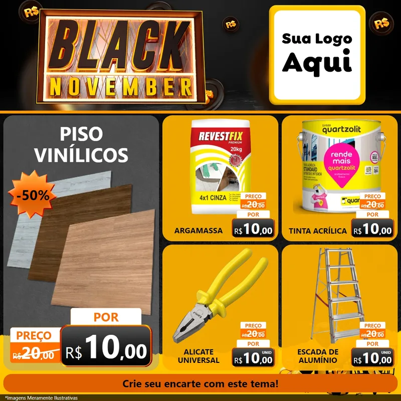 Modelo de Rede Social para Feed Facebook com o tema Black November para Material para Construção