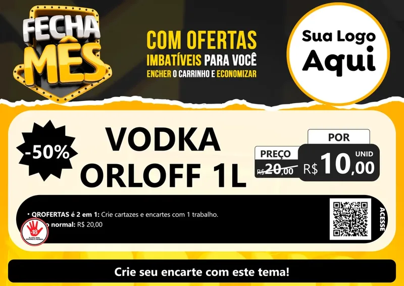Modelo de Cartaz para Cartaz A4 Horizontal com o tema Fecha Mês para Distribuidora de bebidas