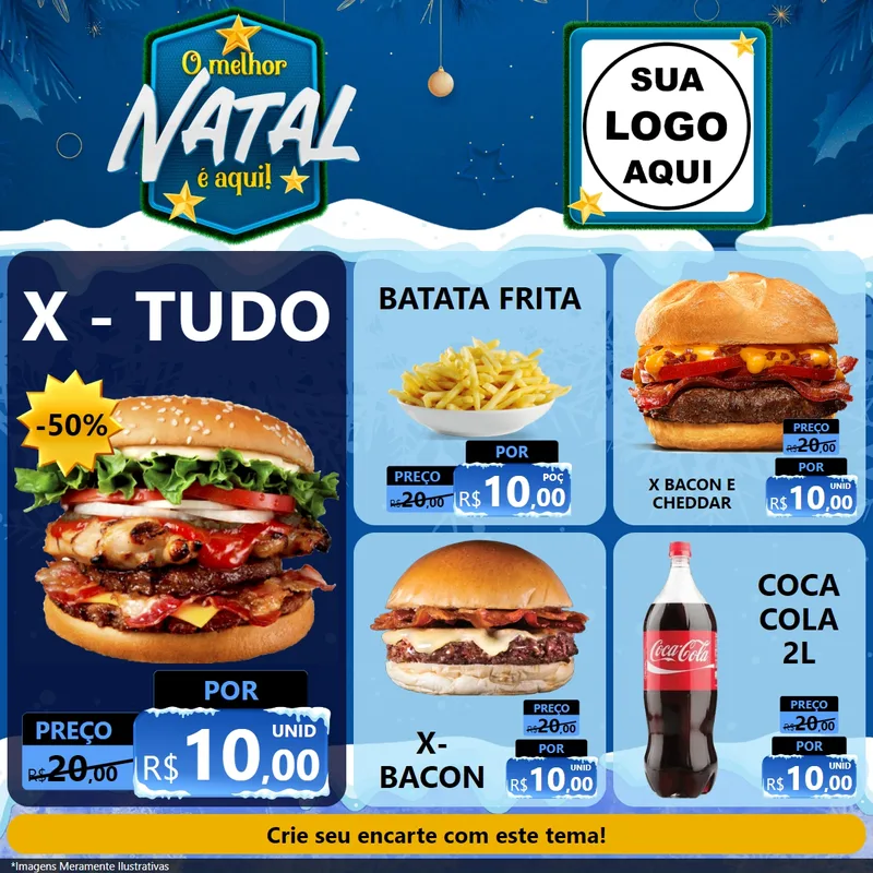 Modelo de Rede Social para Feed Facebook com o tema O Melhor Natal É Aqui! para Hamburgueria