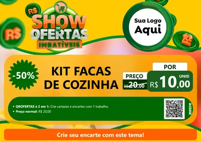 Modelo de Cartaz para Cartaz A4 Horizontal com o tema Show de Ofertas Imbatíveis para Utilidades Domésticas