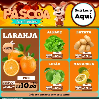 Modelo de Rede Social para Feed Facebook com o tema Páscoa Fantástica para Hortifrúti