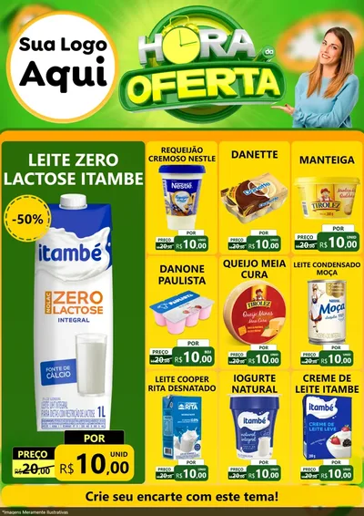 Modelo de Encarte para Encarte A4 Vertical com o tema Hora da Oferta para Frios e Laticínios