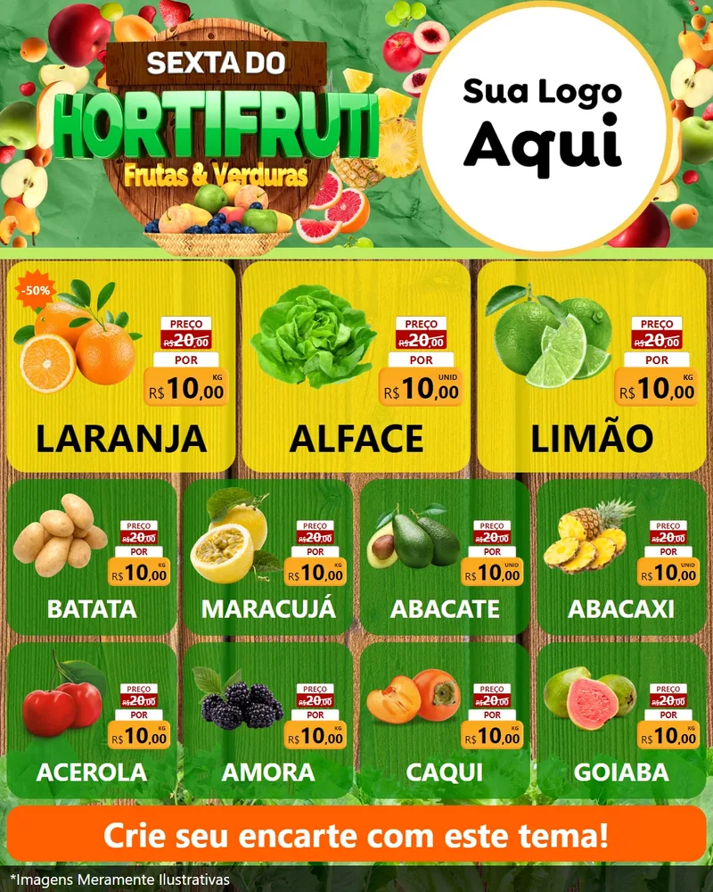 Modelo de Rede Social para Feed Instagram com o tema Sexta do Hortifrúti para Hortifrúti