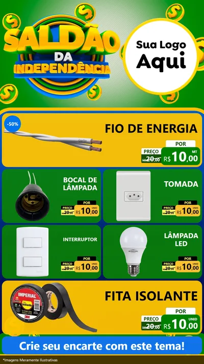 Modelo de TV para TV Vertical com o tema Saldão da Indepêndencia para Materiais Elétricos