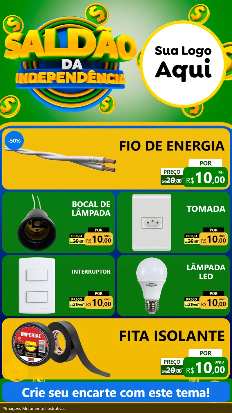 Modelo de TV para TV Vertical com o tema Saldão da Indepêndencia para Materiais Elétricos