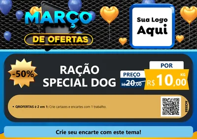 Modelo de Cartaz para Cartaz A4 Horizontal com o tema Março de Ofertas para Pet Shop