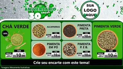 Modelo de TV para TV Horizontal com o tema Promoção de Aniversário - 30 Anos para Produtos Naturais