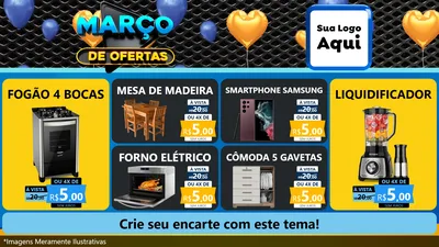 Modelo de TV para TV Horizontal com o tema Março de Ofertas para Móveis e Eletro
