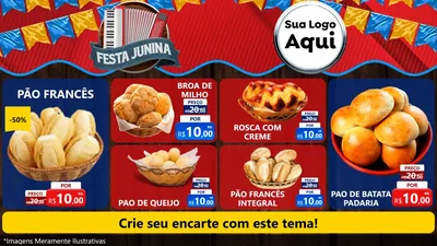 Modelo de TV para TV Horizontal com o tema Festa Junina para Padaria