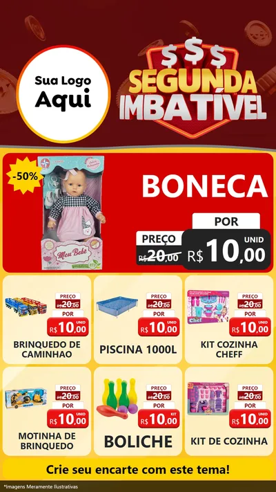 Modelo de Rede Social para Stories com o tema Segunda Imbatível para Brinquedos