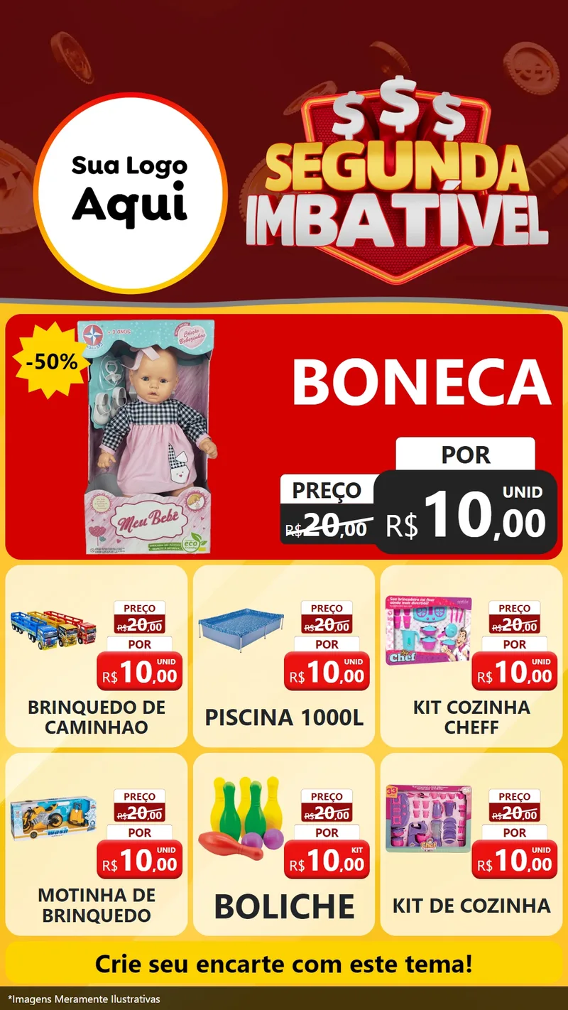 Modelo de Rede Social para Stories com o tema Segunda Imbatível para Brinquedos