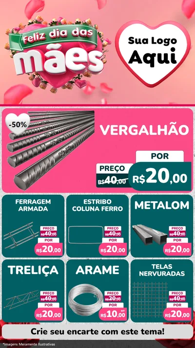 Modelo de Rede Social para Stories com o tema Feliz Dia das Mães para Ferragens