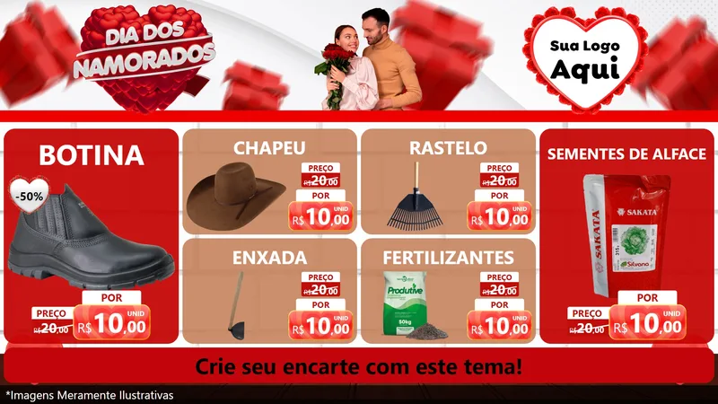 Modelo de TV para TV Horizontal com o tema Dia dos Namorados para Agropecuária