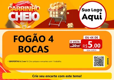 Modelo de Cartaz para Cartaz A4 Horizontal com o tema Promoção carrinho cheio para Móveis e Eletro