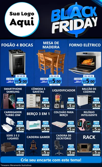 Modelo de Encarte para Encarte Grande com o tema Black Friday para Móveis e Eletro