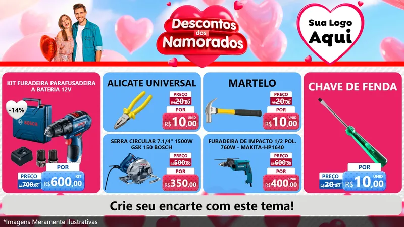 Modelo de TV para TV Horizontal com o tema Descontos dos Namorados para Maquinas e Ferramentas