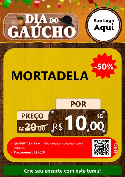 Modelo de Cartaz para Cartaz A4 Vertical com o tema Dia do Gaúcho para Frios e Laticínios