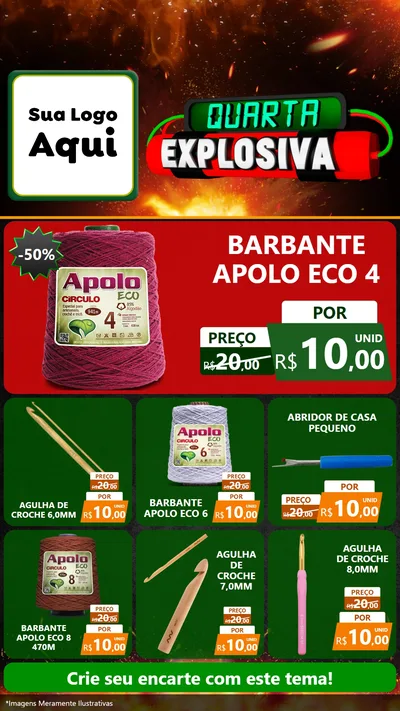 Modelo de Rede Social para Stories com o tema Quarta Explosiva para Armarinho e Aviamentos