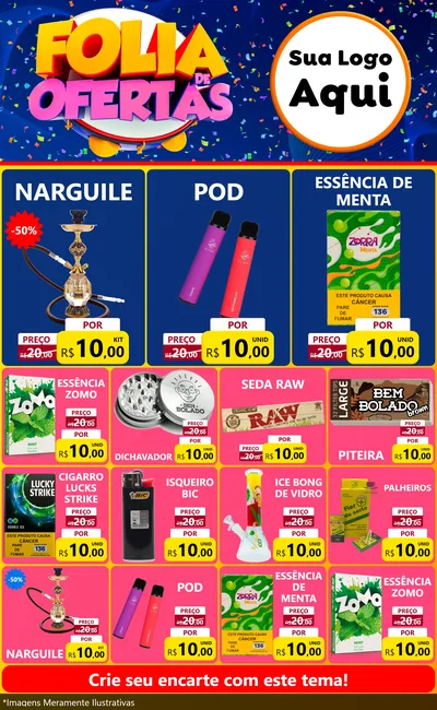 Modelo de Encarte para Encarte Grande com o tema Folia de Ofertas para Tabacaria