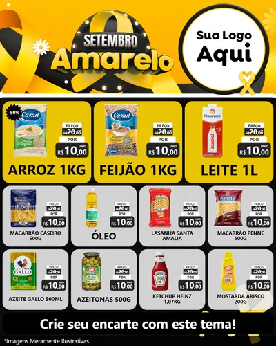 Modelo de Rede Social para Feed Instagram com o tema Setembro Amarelo para Supermercado