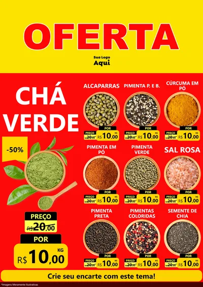 Modelo de Encarte para Encarte A4 Vertical com o tema OFERTA - Vermelho Cartaz para Produtos Naturais