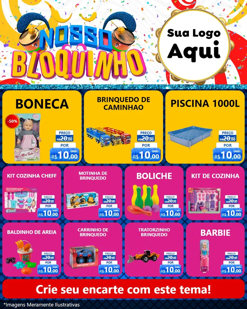 Modelo de Rede Social para Feed Instagram com o tema Nosso Bloquinho para Brinquedos