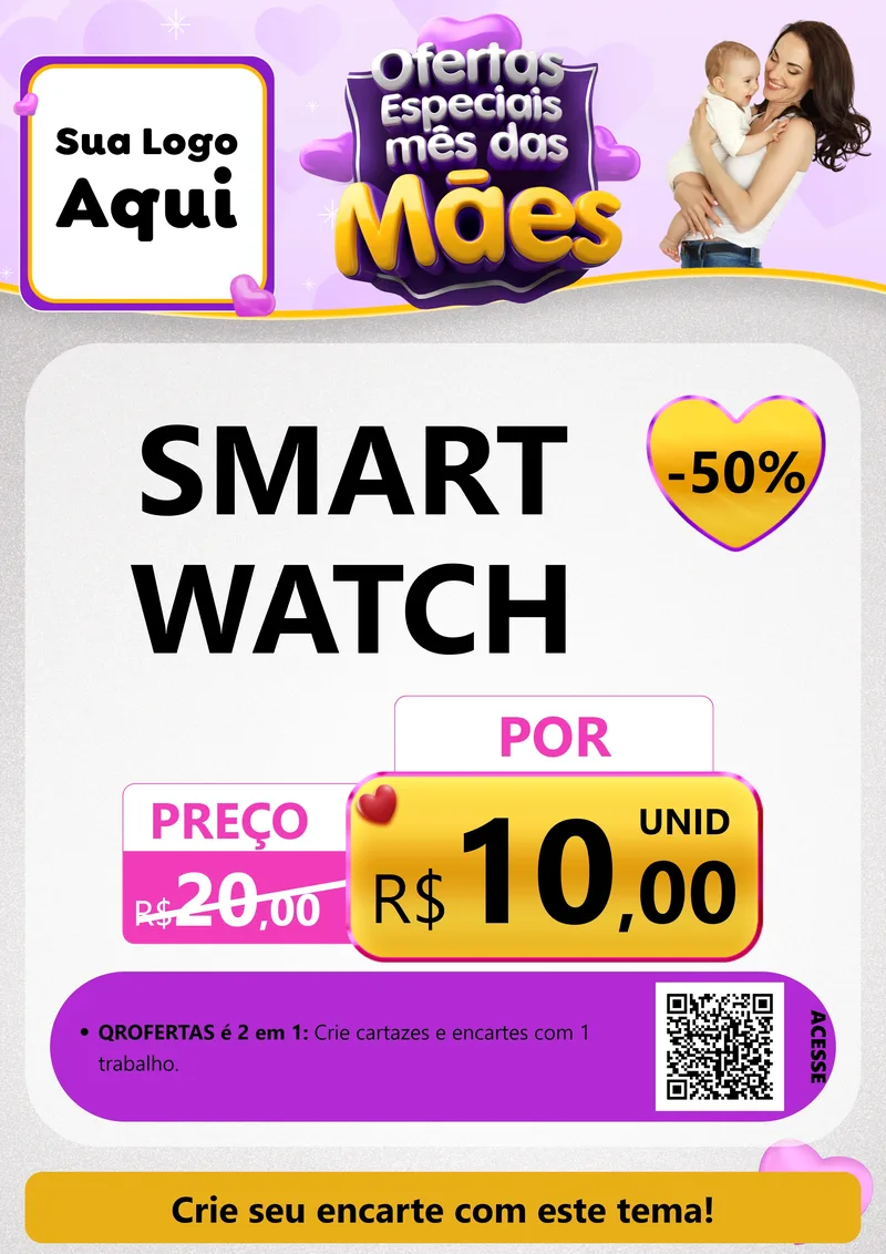 Modelo de Cartaz para Cartaz A4 Vertical com o tema Ofertas Especiais - Mês das Mães para Informática