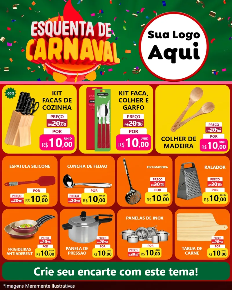 Modelo de Rede Social para Feed Instagram com o tema Esquenta de Carnaval para Utilidades Domésticas